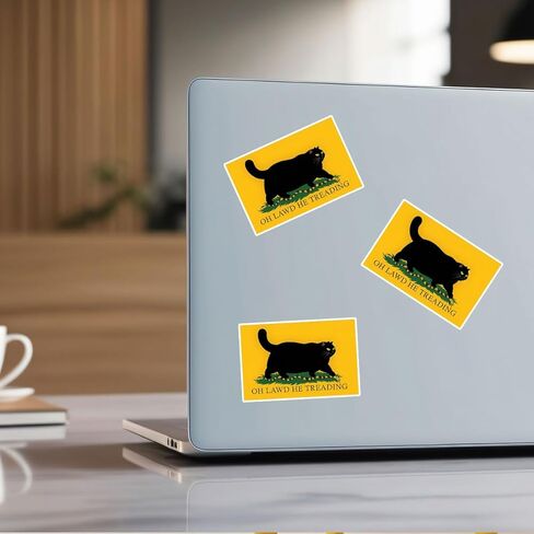 3 Pcs Oh Lawd He Treading Sticker – Funny Fat Cat Meme Vinyl Decal Parody of Gadsden Flag – Humor Sticker for Laptops, Water Bottles, Journals, Gifts for Cat Lovers and Meme Fans (3 inch) in Saudi Arabia