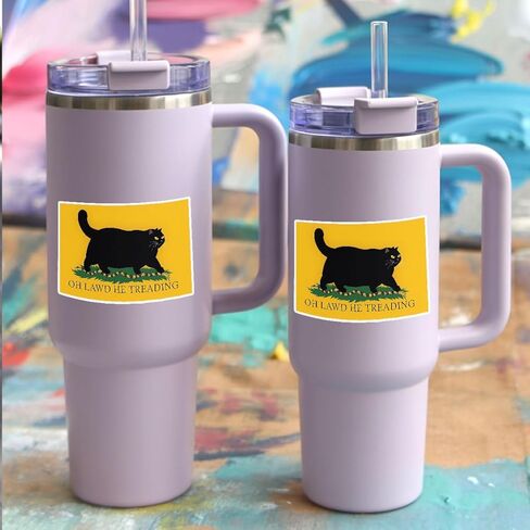 3 Pcs Oh Lawd He Treading Sticker – Funny Fat Cat Meme Vinyl Decal Parody of Gadsden Flag – Humor Sticker for Laptops, Water Bottles, Journals, Gifts for Cat Lovers and Meme Fans (3 inch) in Saudi Arabia