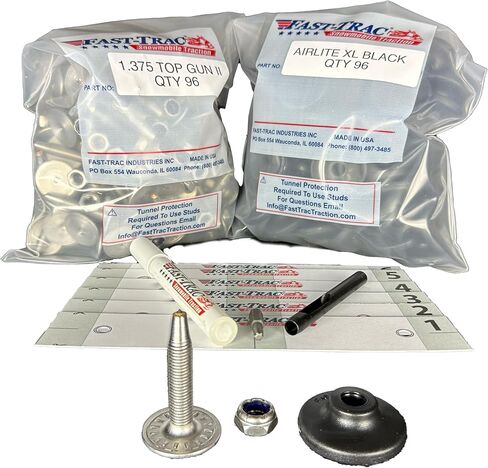 Fast-Trac 1.375" Top Gun II Snowmobile Studs Kit Qty 96, Rust-Free & Lightweight, Includes Install Tools & Template, for Arctic Cat, Polaris, Yamaha 1.25/1.35 2-Ply Tracks in Saudi Arabia