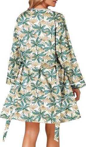 Vrtige Women's 3pcs Satin Pajamas Set Cami Top and Shorts Sleepwear PJs Set with Robe in Kuwait