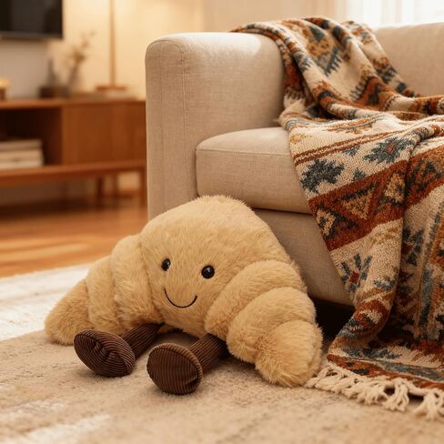 1 lb Weighted Croissant Plush Pillow - 12 inch Stuffed Animal Weighted Plush Toy, Soft Squishy Bread Plushie, Gift for Kids & Friends in Saudi Arabia