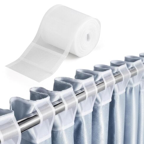 10.9 Yards Translucent Pleated Curtain Rod Tape, White Nylon Pleating Sewing Tape, for Hooks Used to Make Home Decor Items, Curtain Accessory for DIY Lover Sewing Room(3.8 Inch Wide) in Saudi Arabia