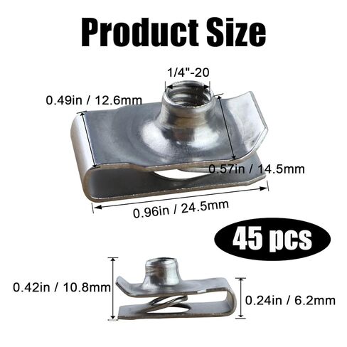 1/4" - 20 U Style Clip-On Nuts, 304 Stainless Steel Auto Car U Clip, Automotive U Nut Clips, Extruded U Type Nuts for Bumper Fender Engine, 45 PCS in Saudi Arabia