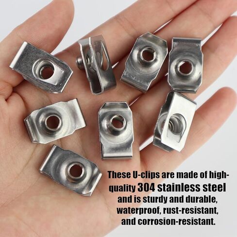 1/4" - 20 U Style Clip-On Nuts, 304 Stainless Steel Auto Car U Clip, Automotive U Nut Clips, Extruded U Type Nuts for Bumper Fender Engine, 45 PCS in Saudi Arabia