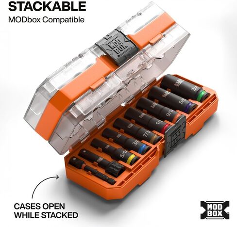 Klein Tools 65121IMPCT KNECT Deep-Well 3/8-Inch Drive Impact Socket Set, SAE and Metric, 23-Piece Tool Set, Impact Driver Adapter, Multi-Purpose Wrench Adapter, Color-Coded, MODbox Socket Organizer in Kuwait