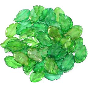 50 Piece Glass Leaf Beads Grass Green Leaf Shape Crystal Glass Spacer Beads for Necklace Bracelet Earring Key Chains Jewelry Making DIY Crafts in Saudi Arabia
