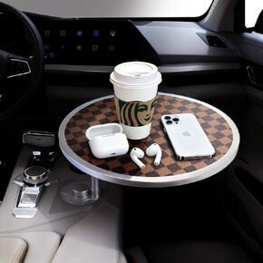 Car Tray Table & Car Desk for Laptop with 2 Risers and Anti-Slip Pad, 360° Rotating Cup Holder for Working and Eating Compatible with Tesla Model 3/Y/S/Ensure The Cup Holder is Round/Grey in Saudi Arabia