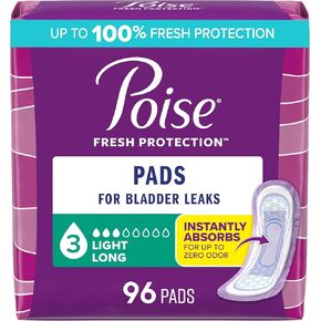 Poise Incontinence Pads & Postpartum Incontinence Pads, 3 Drop Light Absorbency, Regular Length, 30 Count, Packaging May Vary in Kuwait