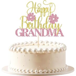 Grandma Happy Birthday Cake Topper,Gold pink Glitter Grandma/Granny Cake Decoration in Saudi Arabia