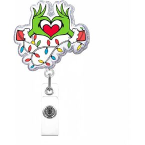 Holiday Merry Christmas Badge Reel Clips, Santa Claus and Holiday Vibes Design Retractable ID Card Holder in Kuwait