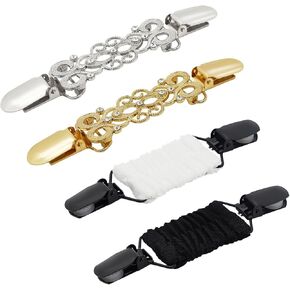 4 قطع من مشابك مشد الخصر باللون الأسود المرن للشال والسترة والسترة والملابس ومشبك شد البنطلون in Kuwait