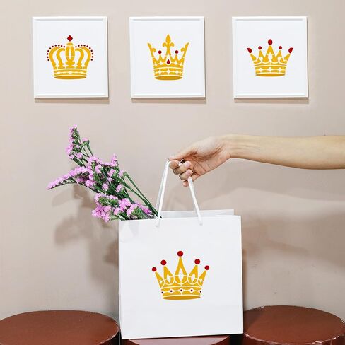 FINGERINSPIRE 9Pcs Crown Painting Stencil with Brush,5.9x5.9inch Queens Princess Art Stencils Reusable King Crown Template Plastic Drawing Stencils for Painting on Wood Wall Floor Fabric in Kuwait