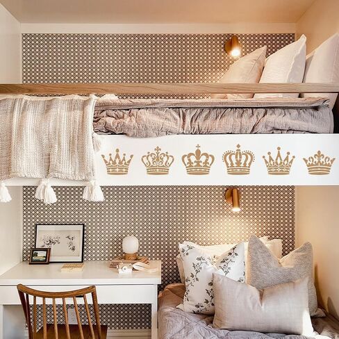 FINGERINSPIRE 9Pcs Crown Painting Stencil with Brush,5.9x5.9inch Queens Princess Art Stencils Reusable King Crown Template Plastic Drawing Stencils for Painting on Wood Wall Floor Fabric in Kuwait