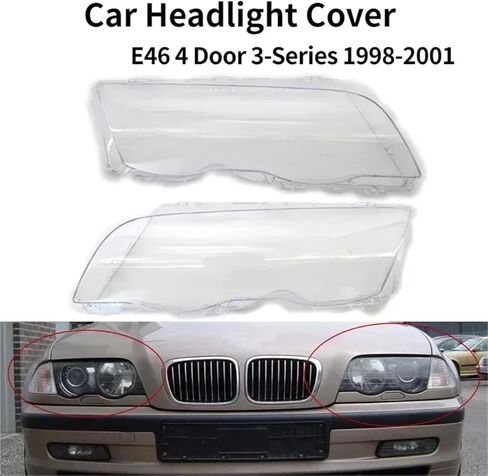 1Pcs/1 Pair Car Headlight Cover Compatible For BMW E46 4 Door 3-Series 1998-2001 Lampshade Bright Shell Head Lamp Lens Covers(Right) in Saudi Arabia