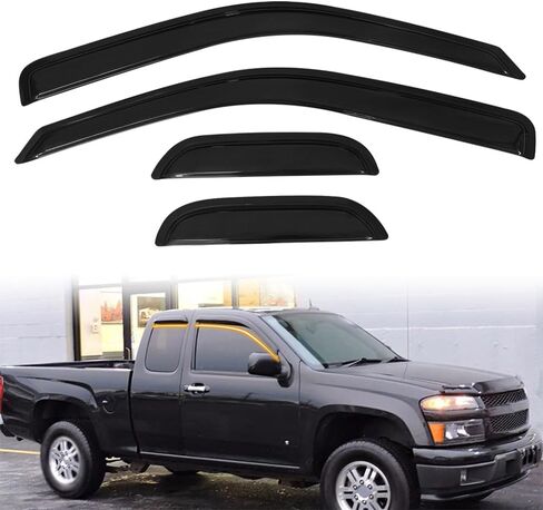 Tape On Window Visor Deflectors Compatible with 2004-2012 Chevy Colorado GMC Canyon, Acrylic Slim Style Smoke Tinted Window Rain Guards, Sun Wind Side Vent Visor Set, 4 Pieces in Saudi Arabia