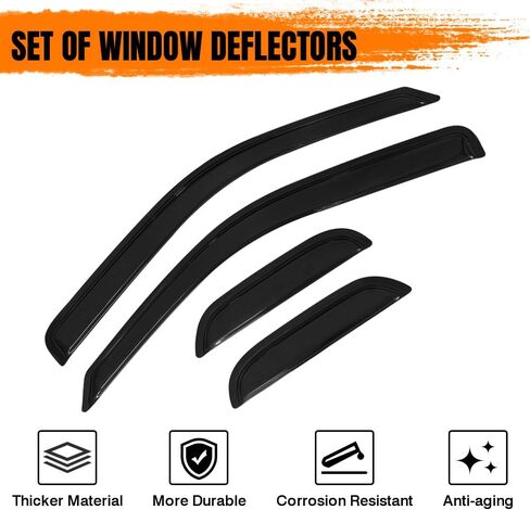 Tape On Window Visor Deflectors Compatible with 2004-2012 Chevy Colorado GMC Canyon, Acrylic Slim Style Smoke Tinted Window Rain Guards, Sun Wind Side Vent Visor Set, 4 Pieces in Saudi Arabia