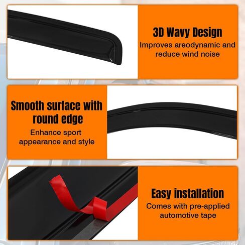 Tape On Window Visor Deflectors Compatible with 2004-2012 Chevy Colorado GMC Canyon, Acrylic Slim Style Smoke Tinted Window Rain Guards, Sun Wind Side Vent Visor Set, 4 Pieces in Saudi Arabia