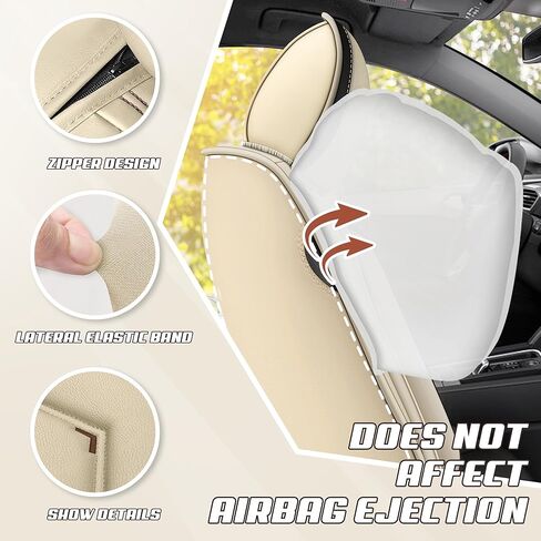 Car Seat Covers Fit for Cadillac DTS 2000-2026, Stylish Sport Seat Covers, Waterproof Wear-Resistant Premium Nappa Leather Car Seat Cover.(2 Pcs Front with Pillow/Beige) in Kuwait