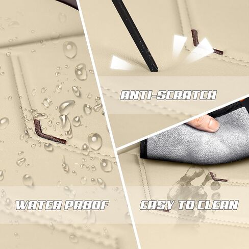 Car Seat Covers Fit for Cadillac DTS 2000-2026, Stylish Sport Seat Covers, Waterproof Wear-Resistant Premium Nappa Leather Car Seat Cover.(2 Pcs Front with Pillow/Beige) in Kuwait