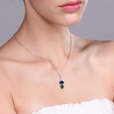 Gem Stone King 925 Sterling Silver Ruby Red Mystic Topaz and Yellow Citrine Pendant Necklace For Women (2.62 Cttw, Gemstone, Oval 8x6MM, with 18 Inch Chain) in Kuwait