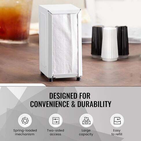 OCS Parts 6-Pack Tall-Fold Two-Sided Napkin Dispenser | White | Holds 150 6" x 13" Tall Fold Napkins | for Home Dining Room Tables, Kitchens, Restaurants, Food Trucks and Delis in Saudi Arabia