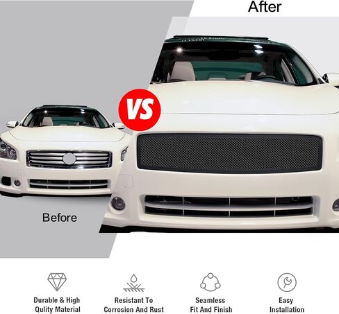 APS Premium Stainless Steel Black Mesh Grille Grill Insert Compatible with Nissan Maxima 2009 2010 2011 2012 2013 2014 Main Upper N19-H81257N in Saudi Arabia