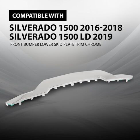 G-PLUS المصد الأمامي السفلي لوحة انزلاقية من الكروم متوافقة مع Chevy Silverado 1500 2016 2017 2018، Fit Chevy Silverado 1500 LD 2019 GM1044128، 23243083 فضي in Saudi Arabia