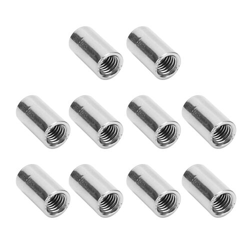 10 قطعة صامولة اقتران مستديرة M12 x 1.75 خيط أنثى 16 مللي متر القطر الخارجي 40 مللي متر طول 304 فضة من الفولاذ المقاوم للصدأ قضيب مستدير اقتران صواميل in Kuwait