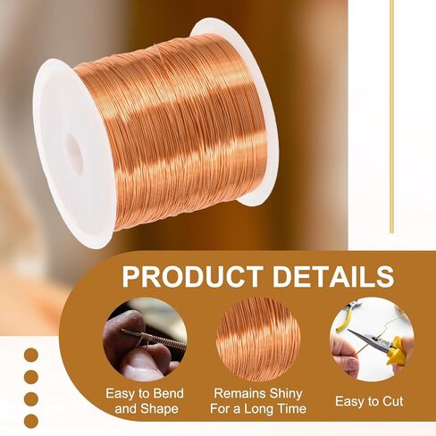 PATIKIL 28 Guage/ 0.3 mm 328 Feet Jewelry Craft Wire, 2 Pcs Copper Beading Wires with Plier for Beading Jewelry Making Supplies Earrings Bracelets in Saudi Arabia