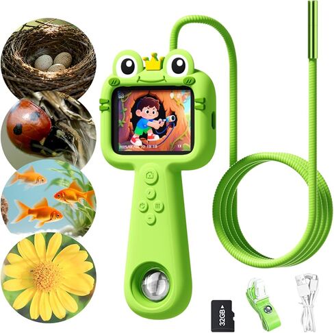 Borescope Camera with Light for Kids - STEM Science Educational Toy for 4-10 12Years Old, Educational Boys Girls Birthday Gift, Snake Scope Camera for Outdoor Camping Nature Exploration (Green) in Saudi Arabia