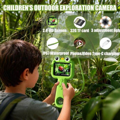 Borescope Camera with Light for Kids - STEM Science Educational Toy for 4-10 12Years Old, Educational Boys Girls Birthday Gift, Snake Scope Camera for Outdoor Camping Nature Exploration (Green) in Saudi Arabia
