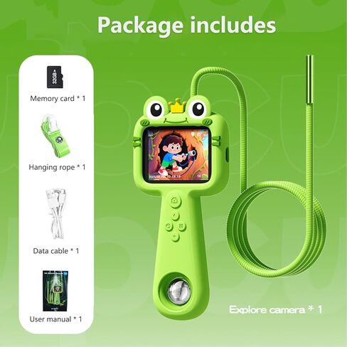 Borescope Camera with Light for Kids - STEM Science Educational Toy for 4-10 12Years Old, Educational Boys Girls Birthday Gift, Snake Scope Camera for Outdoor Camping Nature Exploration (Green) in Saudi Arabia