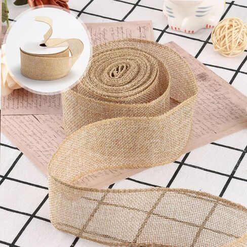 Natural Burlap Ribbon with Reinforced Wired Edge - 1-1/2 Inch Wide, 10 Yard Long for Decorative Bows, Wreath Making in Saudi Arabia