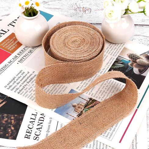 Natural Burlap Ribbon with Reinforced Wired Edge - 1-1/2 Inch Wide, 10 Yard Long for Decorative Bows, Wreath Making in Saudi Arabia
