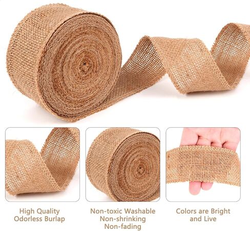 Natural Burlap Ribbon with Reinforced Wired Edge - 1-1/2 Inch Wide, 10 Yard Long for Decorative Bows, Wreath Making in Saudi Arabia