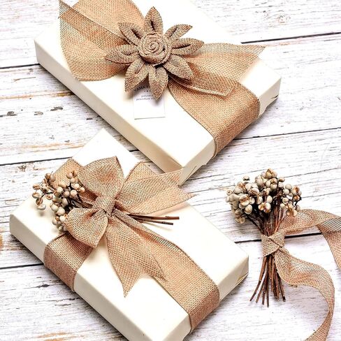 Natural Burlap Ribbon with Reinforced Wired Edge - 1-1/2 Inch Wide, 10 Yard Long for Decorative Bows, Wreath Making in Saudi Arabia