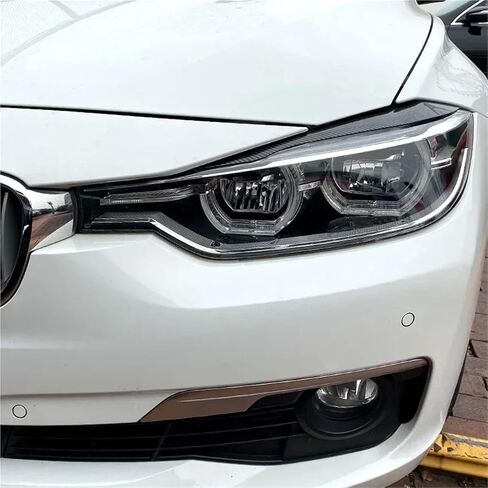2pcs Car Headlight Eye Lid Covers ABS Carbon Headlight Lamp Eyebrows Trim Stickers Compatible For BMW 3 Series F30 F31 318i 320i 2012-2018(Gloss Black) in Saudi Arabia