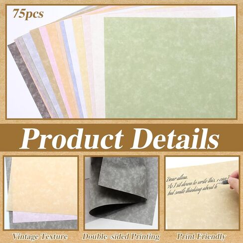 75 Sheets Parchment Paper A4 Size, 15 Pastel Colors (5 Sheets Each) - Premium Quality Texture Paper for Crafts, Scrapbooking, Card Making, DIY Projects, Invitations, Calligraphy(8.5x11 Inch) in Saudi Arabia