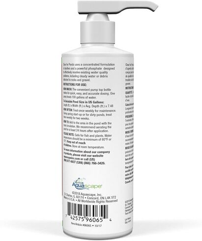 Aquascape CLEAR Water Treatment for Koi and Fish Ponds, Blend of Clarifiers to Clear Cloudy or Discolored Water and Reduce Debris, 32 ounce / 946-ml | 96067 in Kuwait