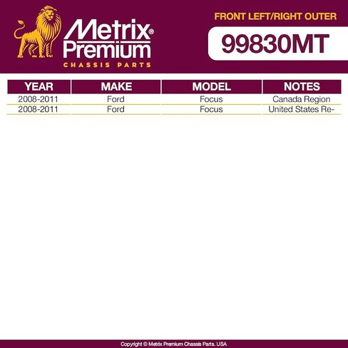 Metrix Premium Chassis Parts - Front Left & Right Outer Tie Rod End Kit Fits 2008-2011 Ford Focus, Replacement ES800304, ES800305, Made in Europe in Saudi Arabia