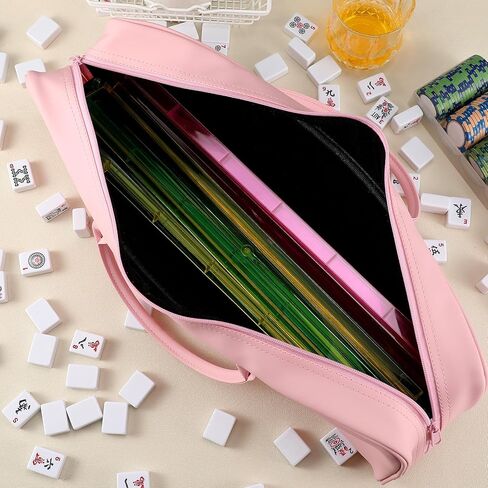 حقيبة رف Mahjong لدافعات البلاط والرفوف المقاومة للماء من الجلد الاصطناعي حقيبة حمل بلاط Mahjong مع سحاب لمجموعة البلاط الكاملة، حافظة 19.7 × 4.7 × 3.9 بوصة فقط (أزرق) in Kuwait