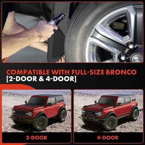 واقيات الطين الفاخرة من A-Premium متوافقة مع Ford Bronco Sport 2023-2021 [شاحنة ذات 4 أبواب]، بدون اللكم مطلوب، أسود شديد التحمل، أمامي وخلفي in Saudi Arabia