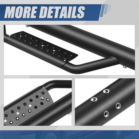 لوحات تشغيل Auto Dynasty Drop متوافقة مع 2007-2019 Silverado Sierra 1500 2500HD 3500HD كابينة ممتدة، أنابيب مستديرة من الفولاذ الطري قضيب جانبي للسكك الحديدية Nerf، قضبان خطوة مطلية بمسحوق أسود in Saudi Arabia