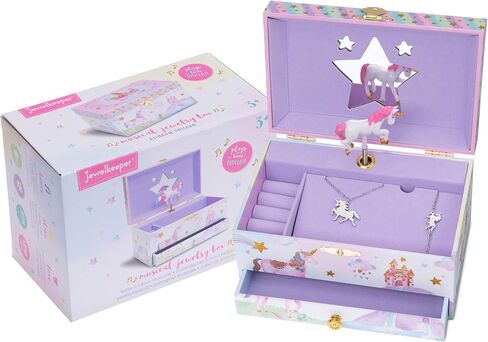 Jewelkeeper Jewelry Box for Girls with Drawer - Spinning Unicorn Doll to The Beautiful Dreamer Tune Music Box - Little Girls' Jewelry Set Includes Unicorn Bracelet and Necklace - 5Dx7Wx4H Inches in Saudi Arabia