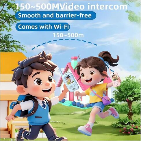 Video walkie talkies for Kids，Handheld 2 Pack Walkie talkies for Kids，Rechargeable Video walkie talkies， Indoor Outdoor Toys for Family Games, Outside, Camping,for Boys Girls Ages 3-12 (Blue/Pink). in Saudi Arabia