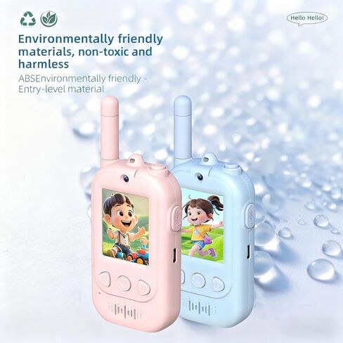 Video walkie talkies for Kids，Handheld 2 Pack Walkie talkies for Kids，Rechargeable Video walkie talkies， Indoor Outdoor Toys for Family Games, Outside, Camping,for Boys Girls Ages 3-12 (Blue/Pink). in Saudi Arabia