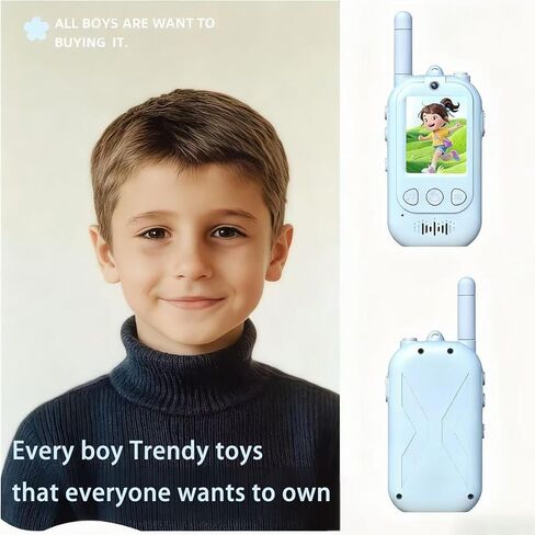 Video walkie talkies for Kids，Handheld 2 Pack Walkie talkies for Kids，Rechargeable Video walkie talkies， Indoor Outdoor Toys for Family Games, Outside, Camping,for Boys Girls Ages 3-12 (Blue/Pink). in Saudi Arabia