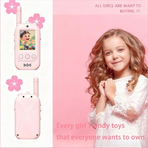 Video walkie talkies for Kids，Handheld 2 Pack Walkie talkies for Kids，Rechargeable Video walkie talkies， Indoor Outdoor Toys for Family Games, Outside, Camping,for Boys Girls Ages 3-12 (Blue/Pink). in Saudi Arabia