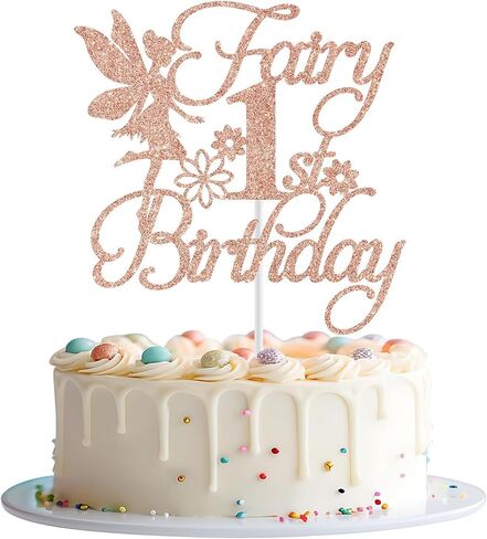 Rose Gold Floral Fairy 1st Birthday Cake Topper – Enchanted Fairy First Birthday & Baby Shower Party Decoration in Saudi Arabia