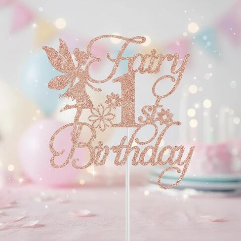 Rose Gold Floral Fairy 1st Birthday Cake Topper – Enchanted Fairy First Birthday & Baby Shower Party Decoration in Saudi Arabia